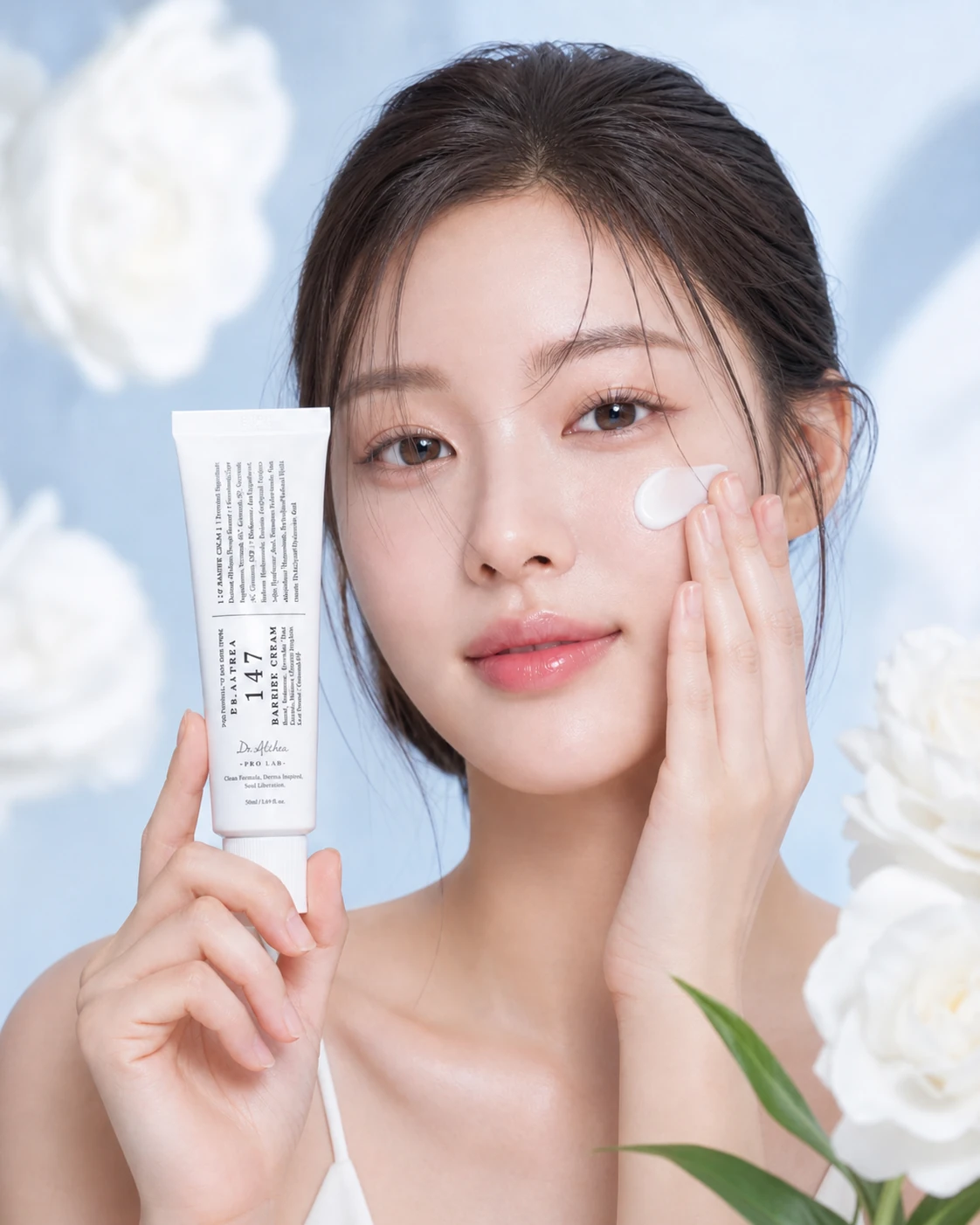 Dr. Althea 147 Barrier Cream aplicada sobre piel luminosa