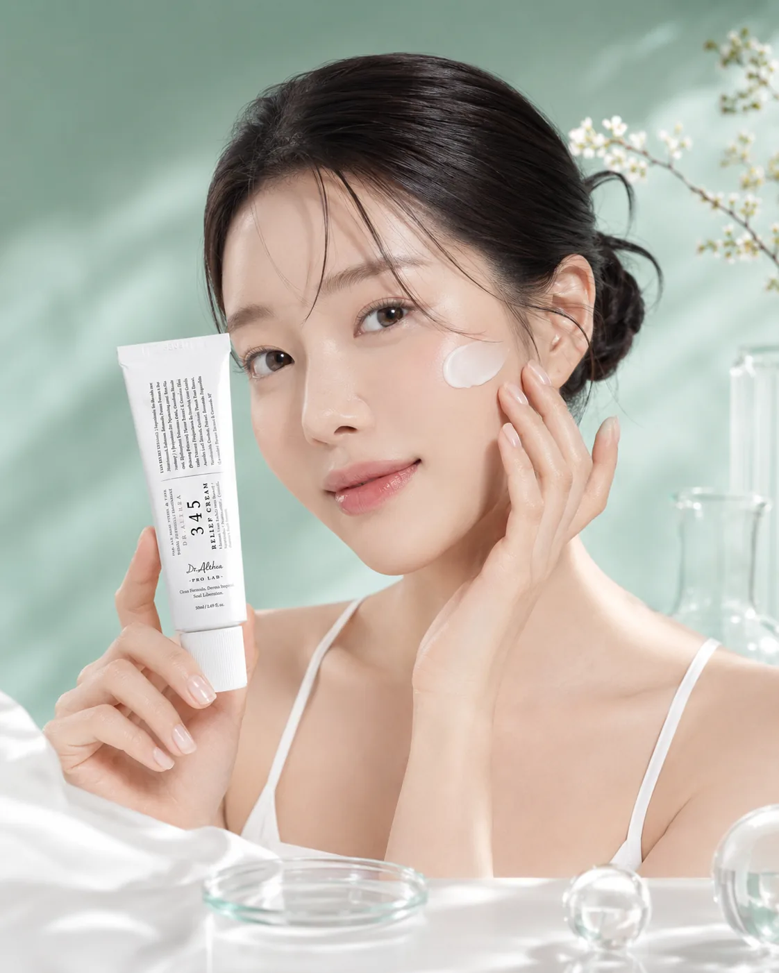Aplicacion de Dr. Althea 345 Relief Cream en piel luminosa